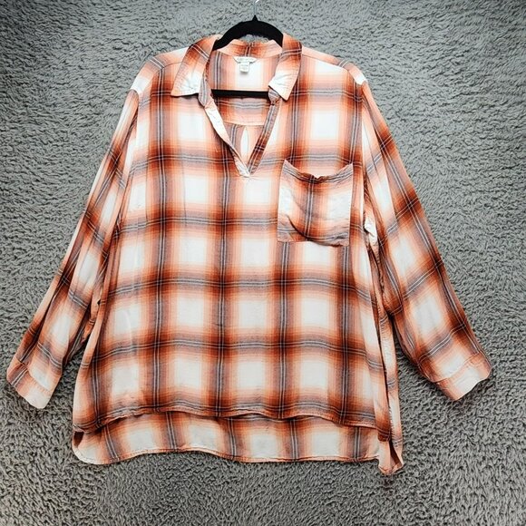 Cato Shirt Womens Plus Size 22/24W Red Plaid Pullover Blouse - Picture 1 of 9